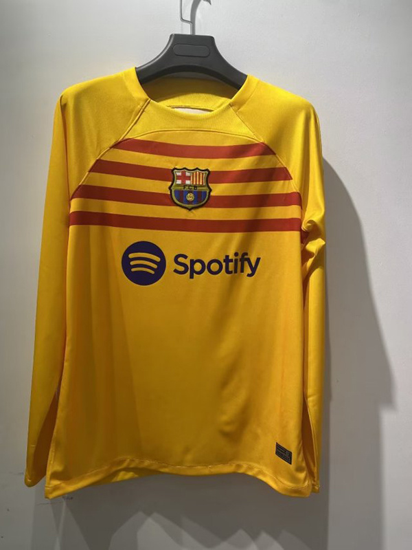 AAA Quality Barcelona 22/23 Fourth Yellow Long Soccer Jersey
